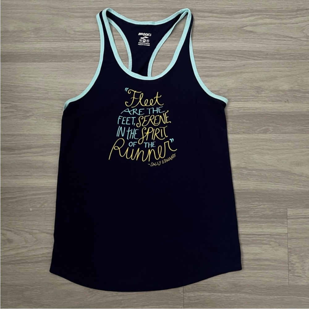 Brooks Women's Navy Tank Top with Motivational Quote